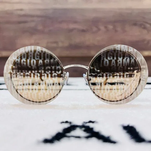 Giorgio Armani Round Oval All-over Logo Metal Sunglasses  display picture 1